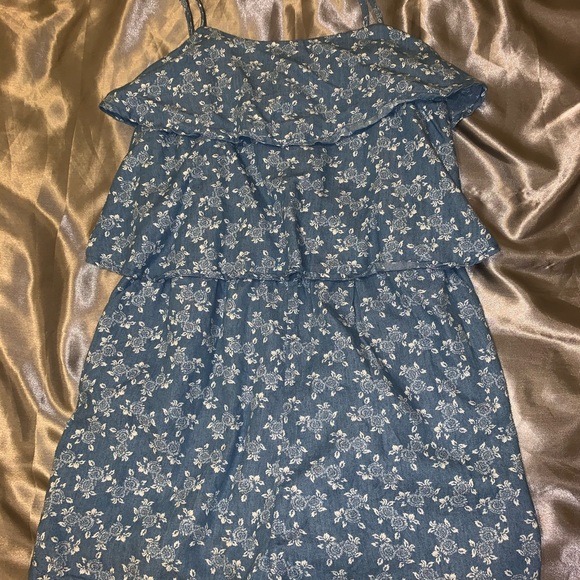 blue romper with white floral patterns - Picture 2 of 4